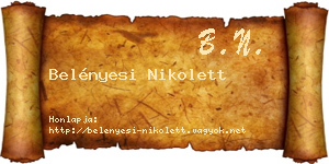 Belényesi Nikolett névjegykártya